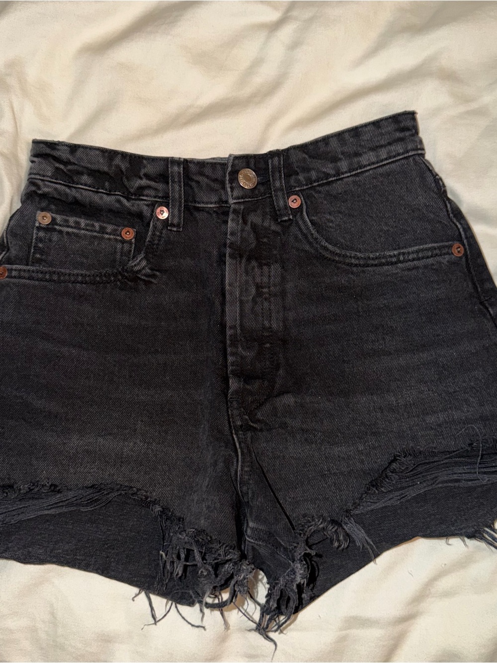 Zara Black Denim High-Rise Jean Shorts